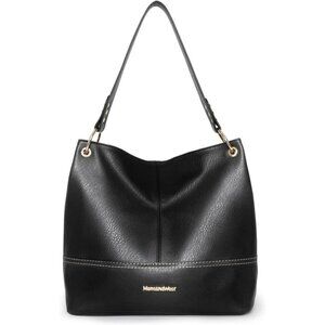Women A-black Imported Zipper Ladies Shoulder Handbags with Back Pocket